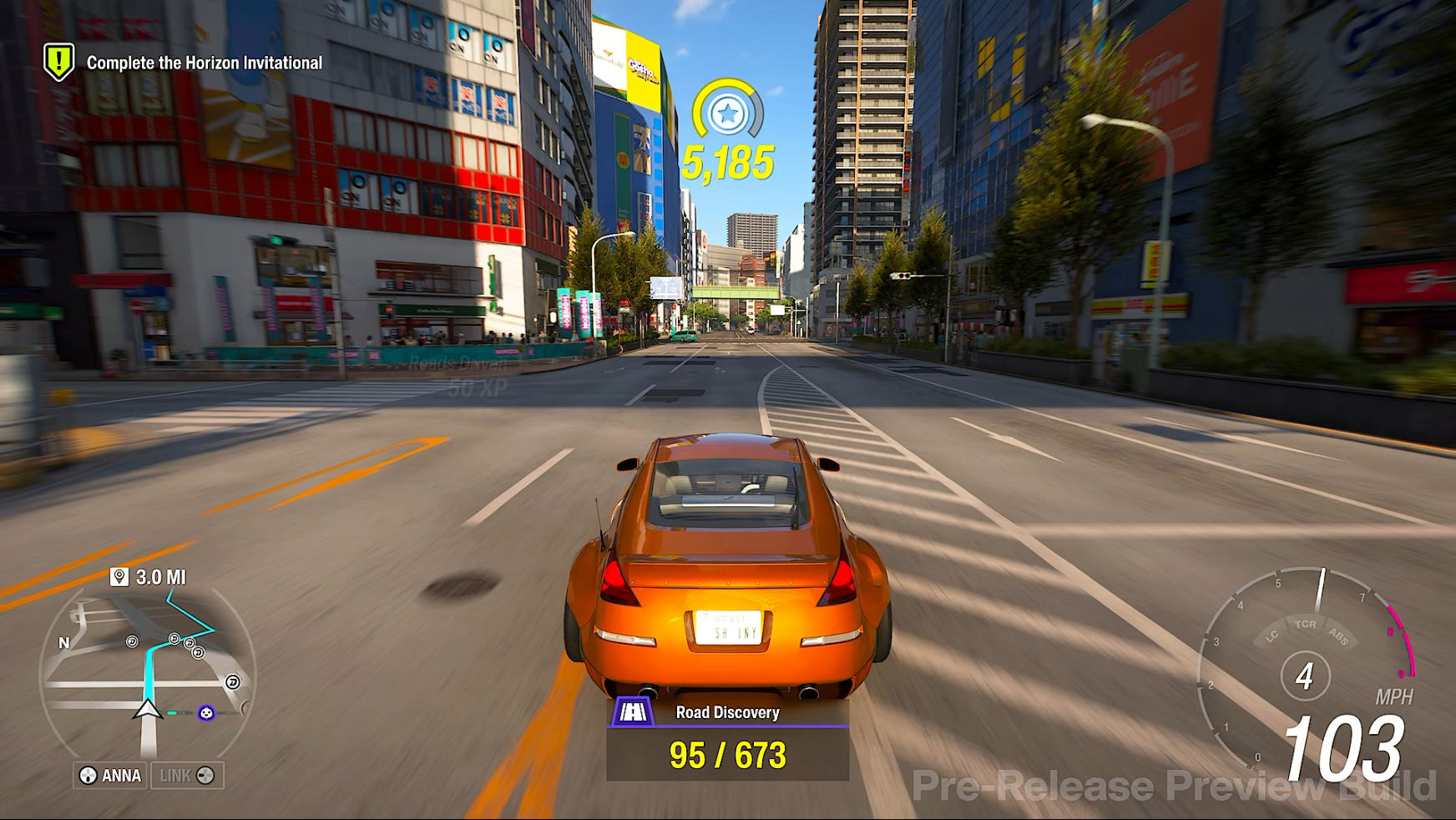 Driving through Tokyo in the Forza Horizon 6 preview build in a Nissan Fairlady.