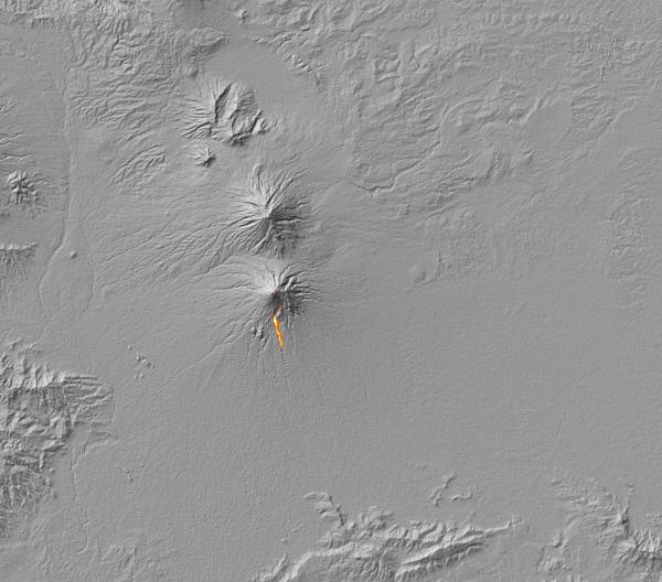 Mount Merapi, as seen on Oct. 30 by the Advanced Spaceborne Thermal Emission and Reflection Radiometer (ASTER) instrument on NASA