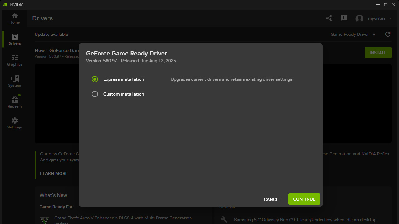 Screenshots showing how to update Nvidia and AMD drivers