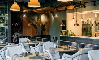 MØS — Moscow, Russia with grey, black and bronze industrial decor