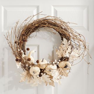 Faux Lit Harvest Pumpkin Wreath