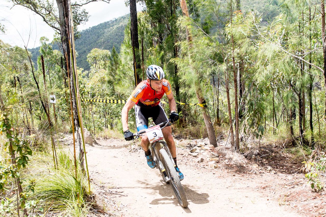Stage 3 winner Urs Huber in the race leader's jersey