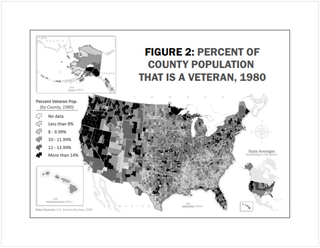 In contrast with 2010, the population of veterans in the United States in 1980 was denser and more evenly distributed across the country.