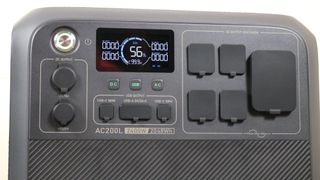 The front panel and charging ports on the Bluetti AC200L