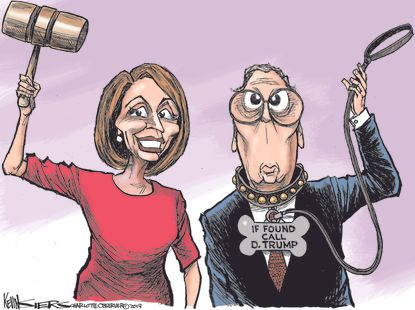 Political cartoon U.S. Nancy Pelosi Mitch McConnell congress Trump