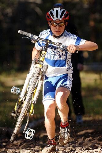 Yannick Eckmann charges through the mudpit during the Junior race. MTBs are not ideal cyclocross mounts, especially for smaller racers, but that won't keep these kids down!