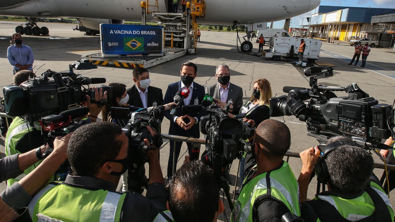 A delivery of the Sinovac vaccine arrives in Sao Paulo