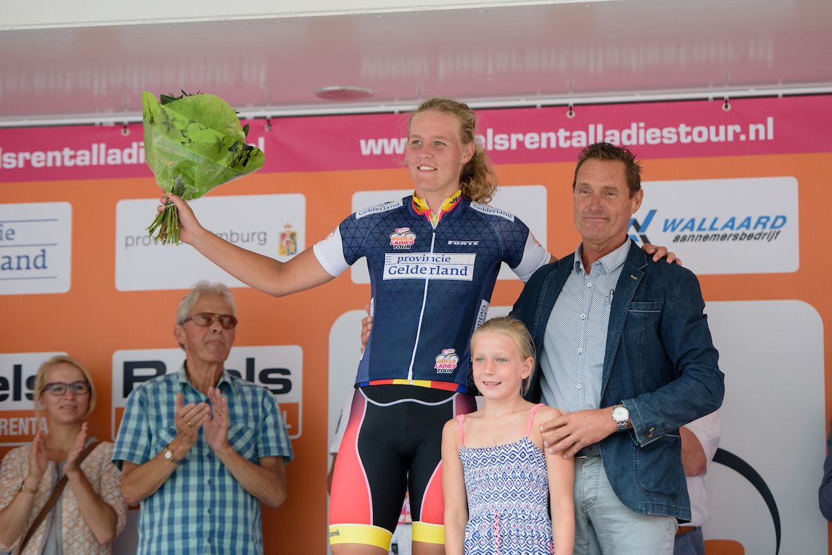 Evy Kuijpers (Jan van Arckel) is awarded the combativity awardSeptember 2016 in &acirc;s-Hertogenbosch, Netherlands. (Photo by Sean Robinson/Velofocus).