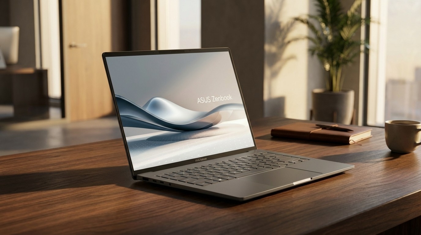 AI-Generated image of the ASUS Zenbook A14 laptop visualized