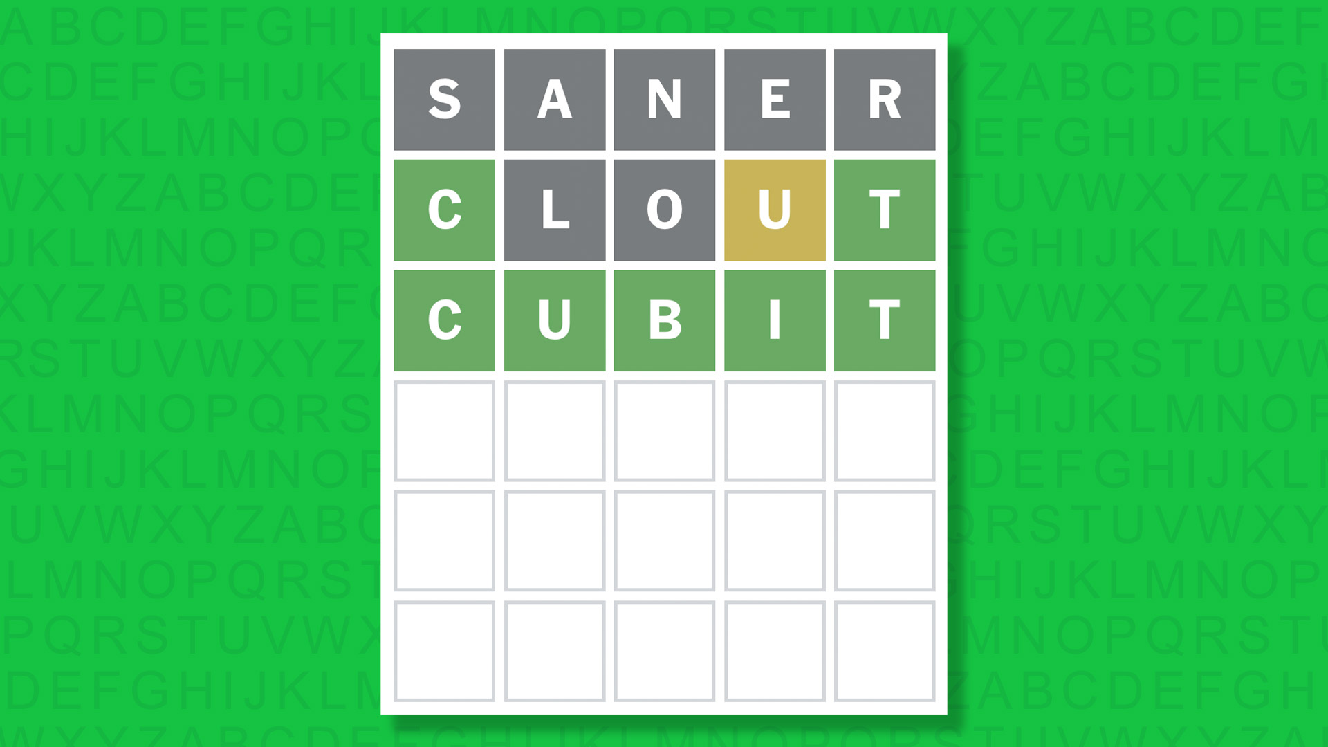 NYT Wordle answer for game #1762 on a green background