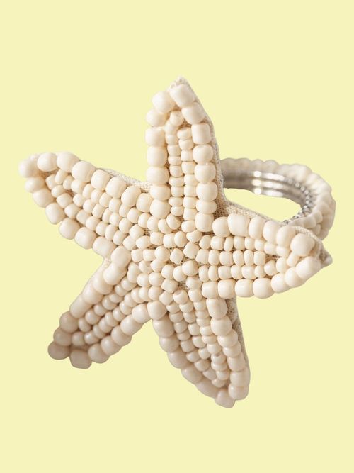 Glass Beaded Sea Star Napkin Rings, Set of 4 