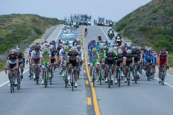 The peloton bound for Santa Cruz