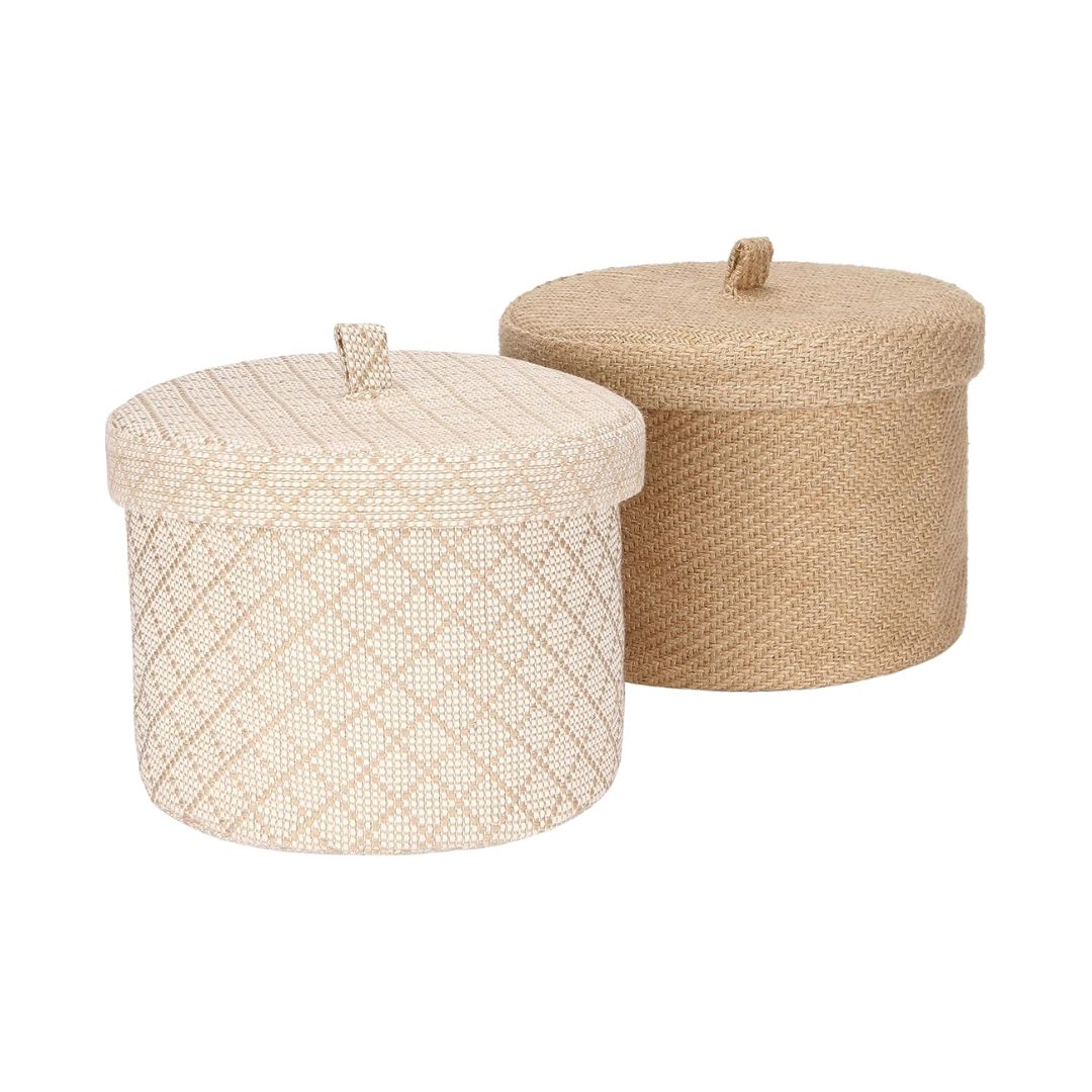 Sea Team 2 Pack Jute Cotton Storage Basket