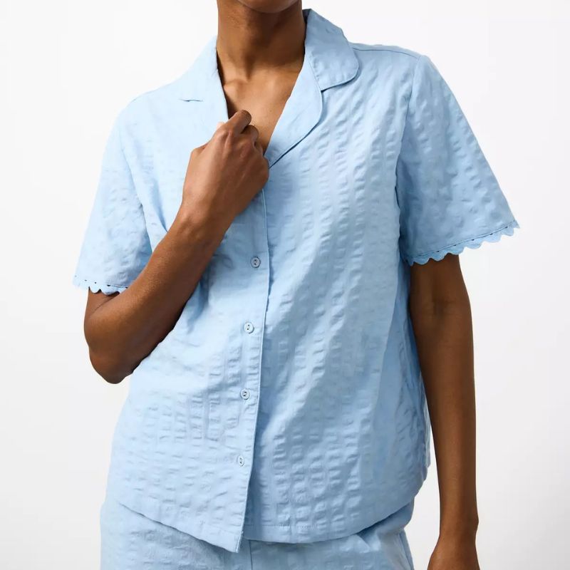 TU Clothing , Seersucker Short Sleeve Traditional Pyjama Top
