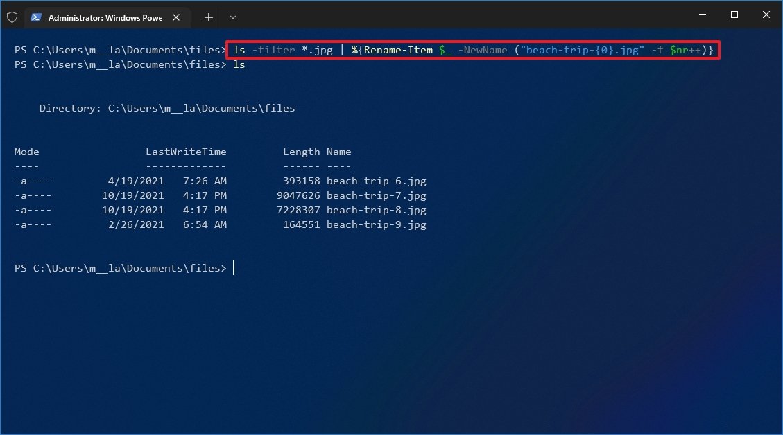 PowerShell only rename specific extension files