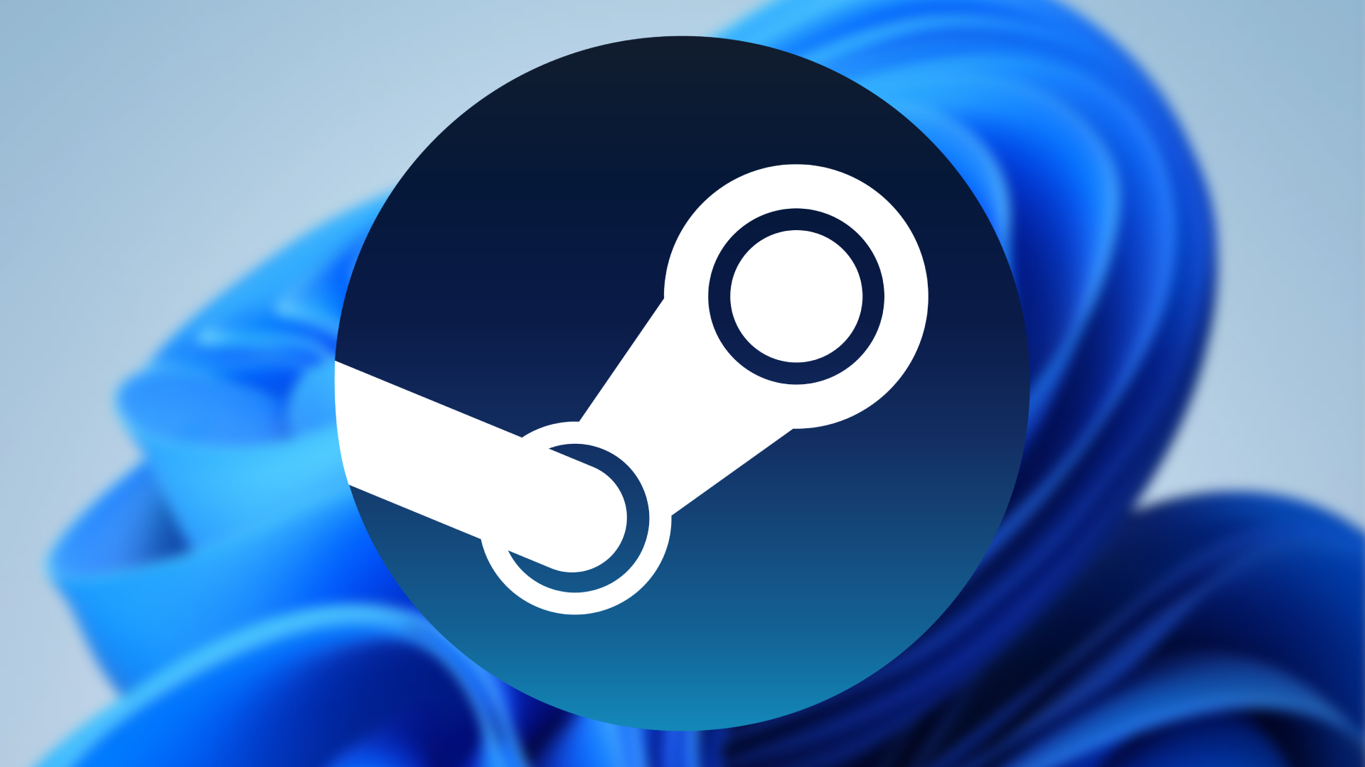 Steam logo on a Windows 11 background