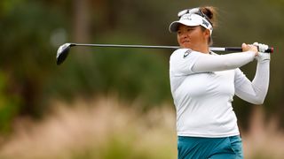 Megan Khang of the United States plays her shot from the fourth tee during the first round of the CME Group Tour Championship