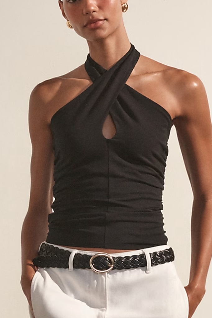 Stretch Cotton Halter Top