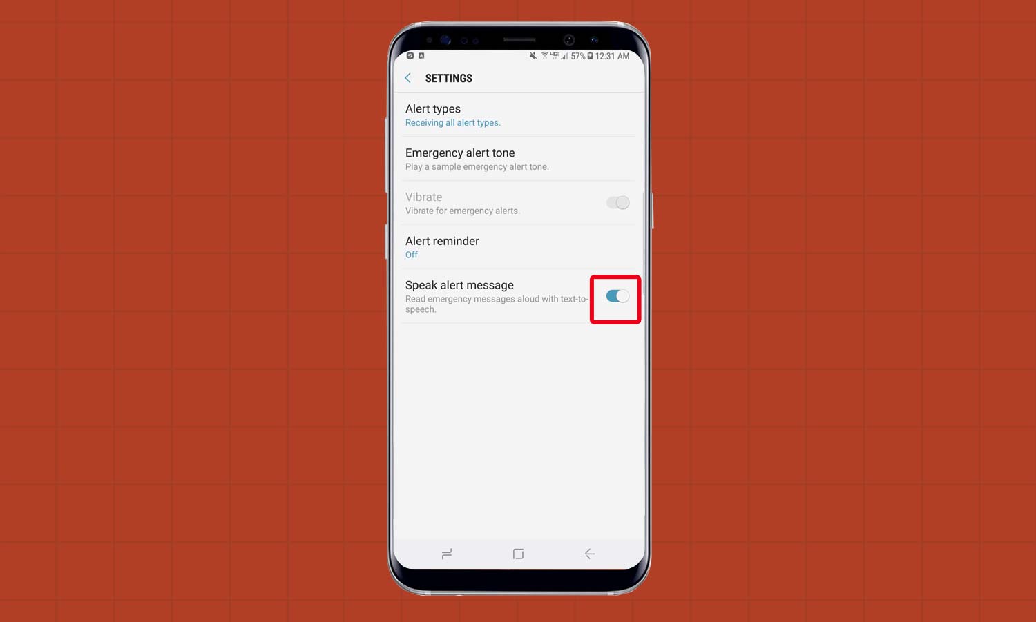 turn off emergency alerts galaxy s9
