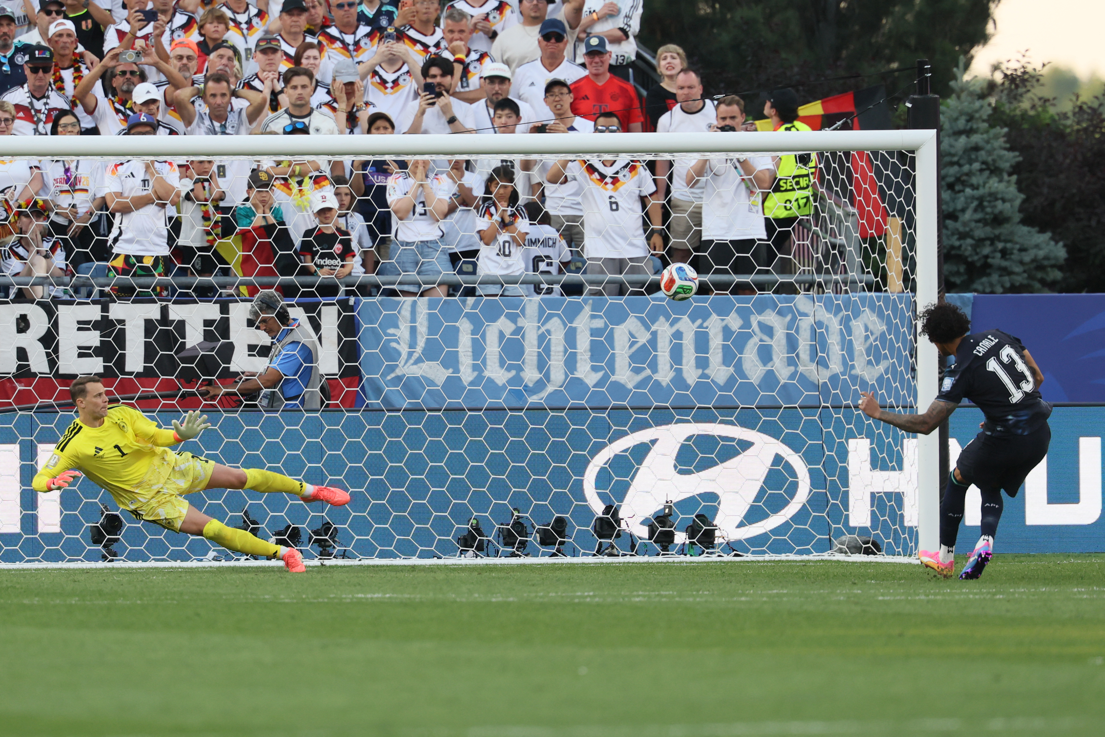 Paraguay's Jose Canale scores past Germany's Manuel Neuer