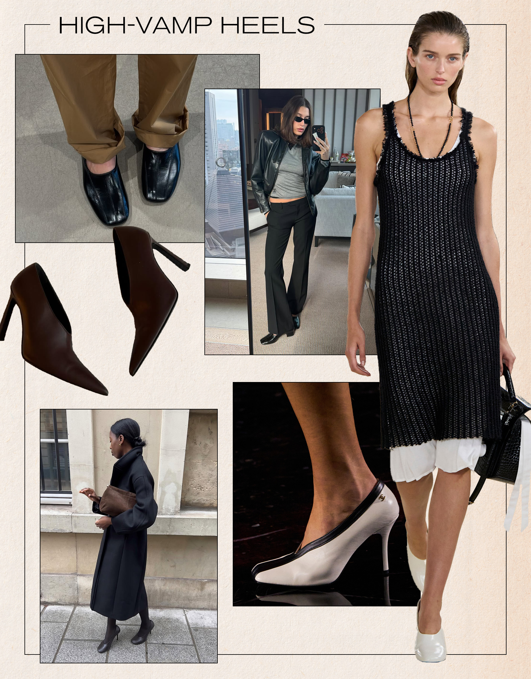 a collage of runway and influencer imagery featuring the biggest fashion trends of spring 2026