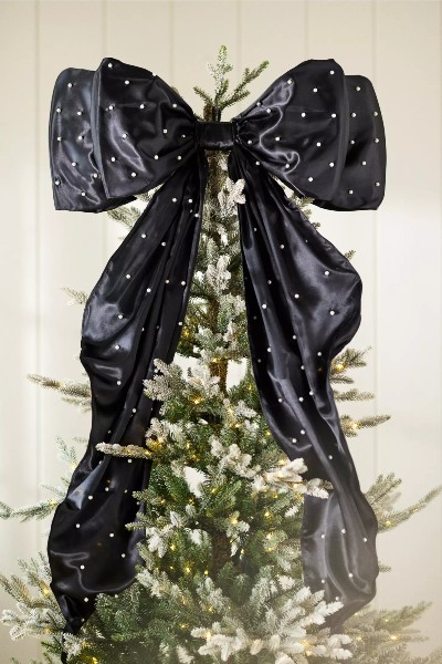 Anthropologie Pearled Satin Bow Tree Topper