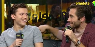 Tom Holland and Jake Gyllenhaal in Omelete interview screenshot