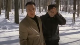 Christopher and Paulie in the woods in The Sopranos