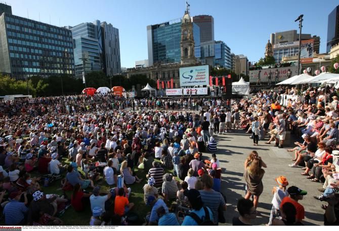 There was a huge turn out for the Tour Down Under presentation