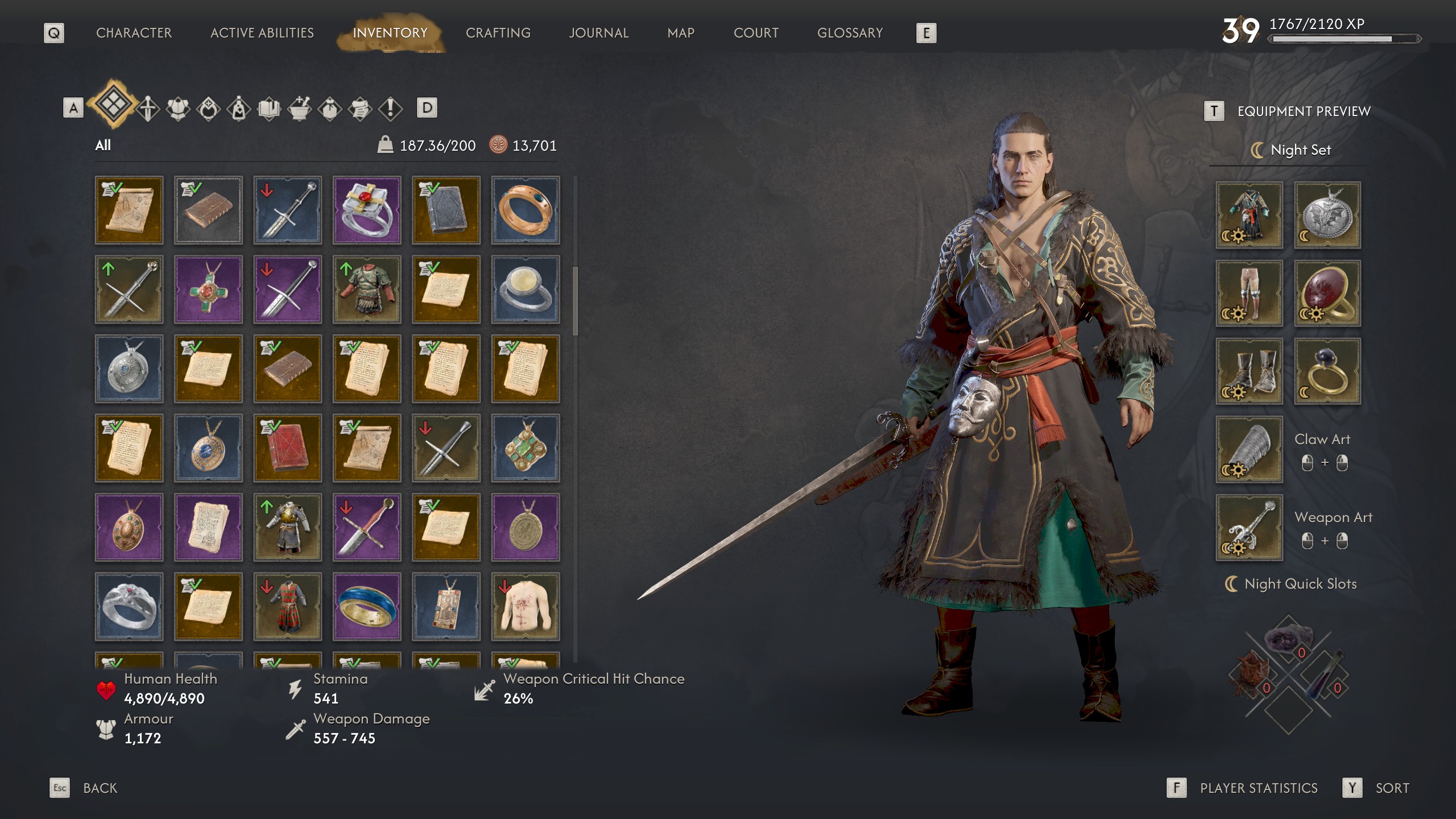 Blood of Dawnwalker tips - Gear screen