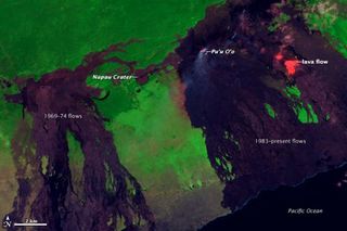 Volcanic activity from Kilauea in 2010. Credit NASA Earth Observatory.