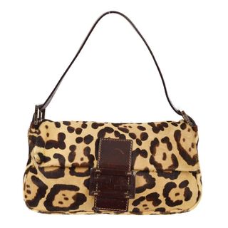 Fendi Brown Pony Hair Leopard Baguette Handbag 162713