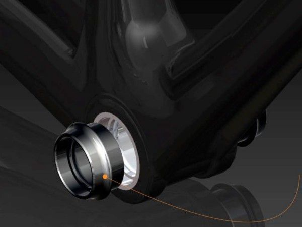 Press-fit bearing adapters will also allow the use of a Shimano-type crankset.