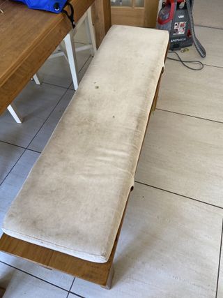 dirty dining room bench
