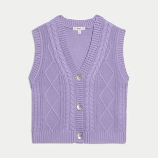 purple knitted button up vest