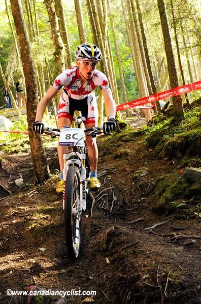 Canada 's Elite woman Catharine Pendrel was up to 2nd at the end of lap 3