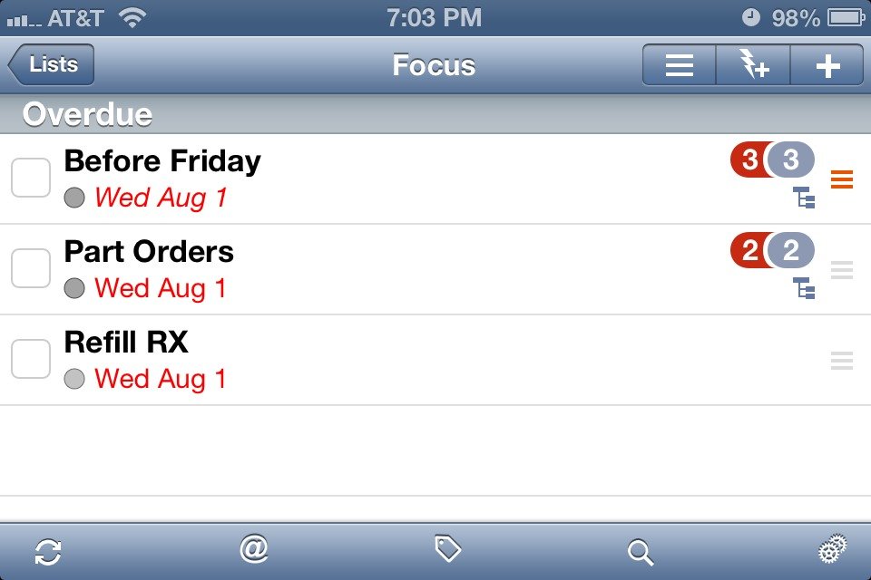 Todo for iPhone focus list