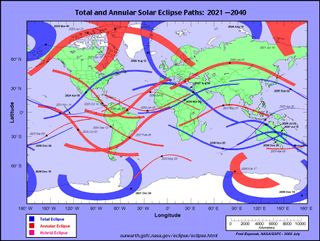 Upcoming solar eclipses map