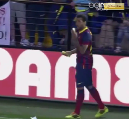 This soccer player responded perfectly to a racist fan throwing a banana at him