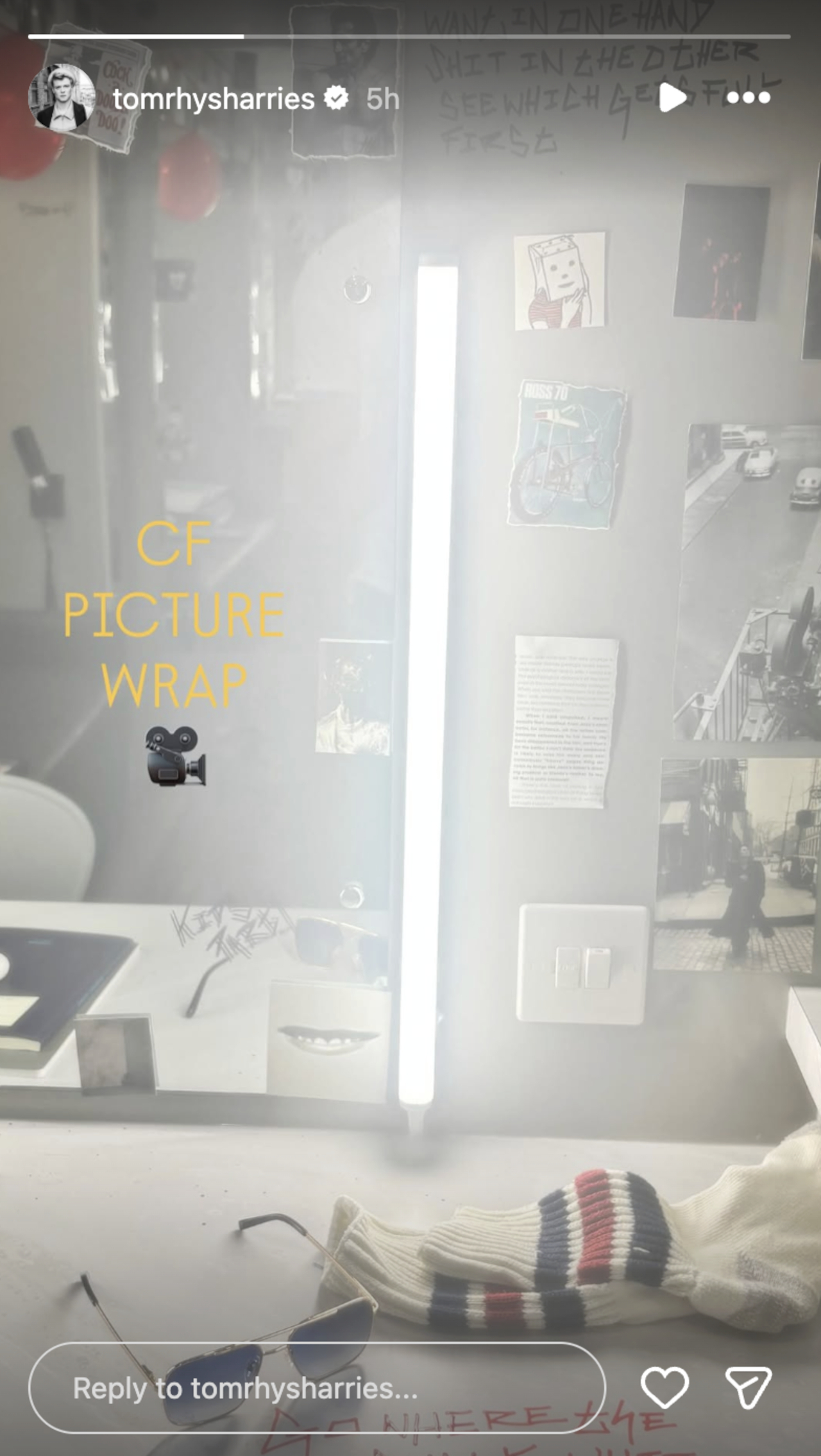 Tom Rhys Harries cryptic Instagram Story post from the set of Clayface.