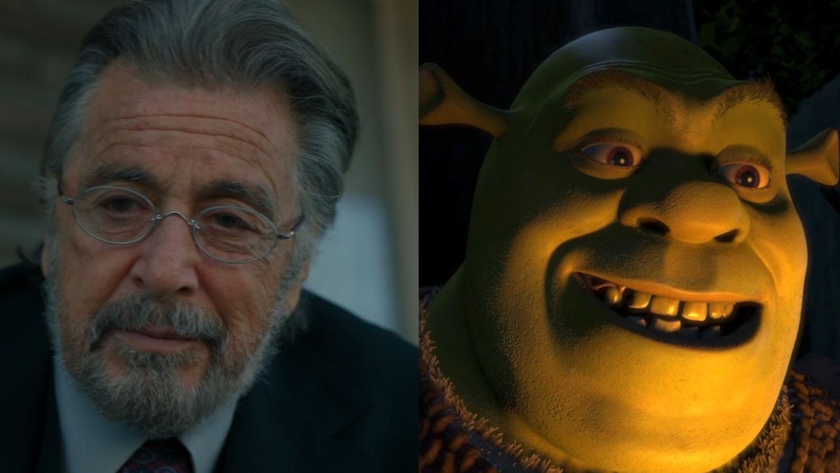 side-by-side of Al Pacino and Shrek