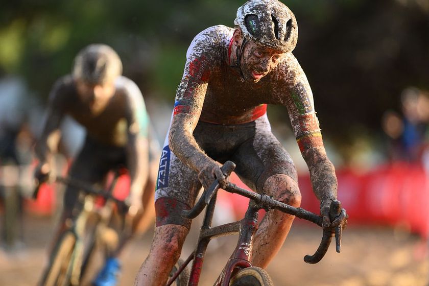Belgian Michael Vanthourenhout pictured in action during the men&#039;s elite race of the Cyclocross World Cup, in Terralba, Sardinia, Italy, Sunday 07 December 2025, stage 3 (out of 12) in the World Cup of the 2026-2027 season.BELGA PHOTO DAVID PINTENS (Photo by DAVID PINTENS / BELGA MAG / Belga via AFP)