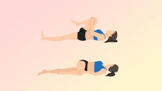 an illustration of a woman doing a spinal twist