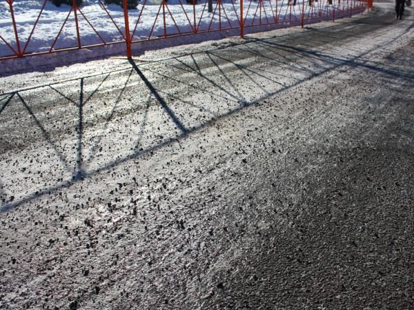 If this pavement looks icy, that's because it is.