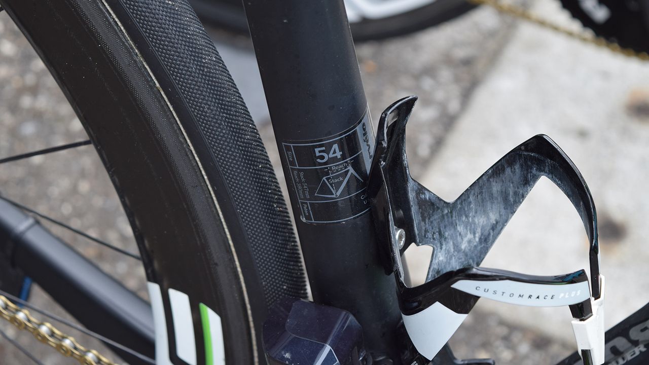 The 1.79 metre tall Belgian rides a 54cm frameset