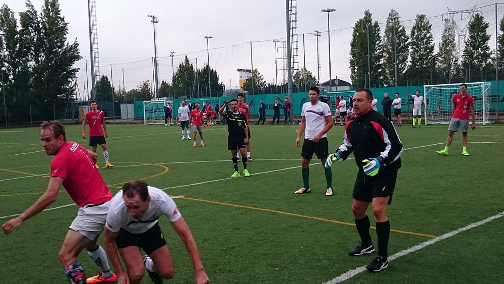 Katusha host their annual team-staff soccer match in Peschiera del Garda, Italy