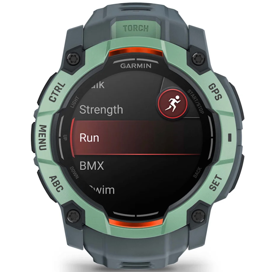 Render of the Neo Tropic Garmin Instinct 3 50mm AMOLED watch.