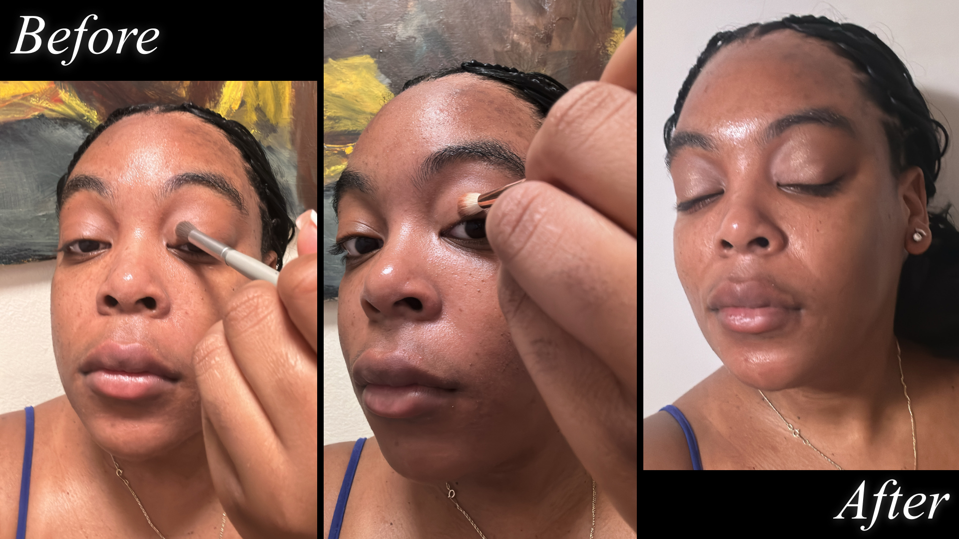 Ariel Baker testing Hourglass eyeshadow quads