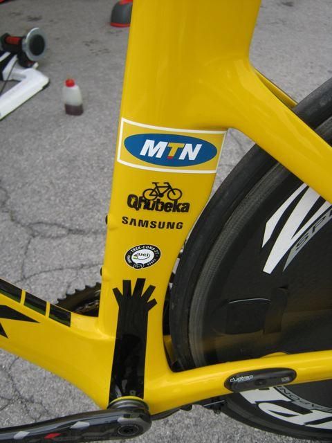 The seat tube of the MTN-Qhubeka Trek bike