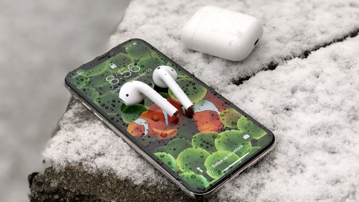 Original AirPods on an iPhone